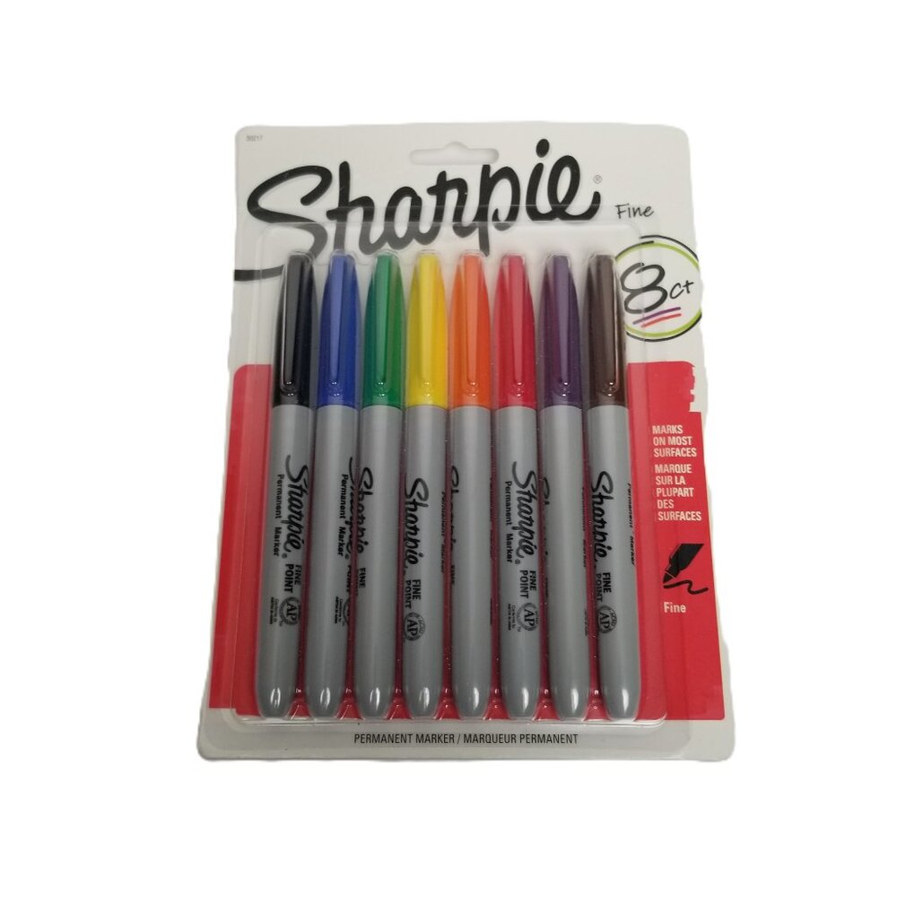 Sharpie Fine Point Permanent Markers 8 Pack Assorted Colors Office School Art